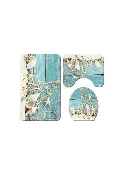 3 Adet / Takım Banyo Paspasları Kaymaz Kaide Halı Tuvalet Kapağı Kapak Ev Banyo Dekor (Yurt Dışından)