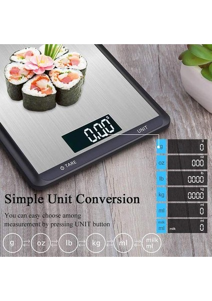 10 kg Dijital Mutfak Gıda Ölçeği Elektronik Denge Paslanmaz Çelik Çok Işlevli Ölçüm Ağırlık Aracı LCD Elektronik Gram Ölçeği | Mutfak Terazi (Yurt Dışından)