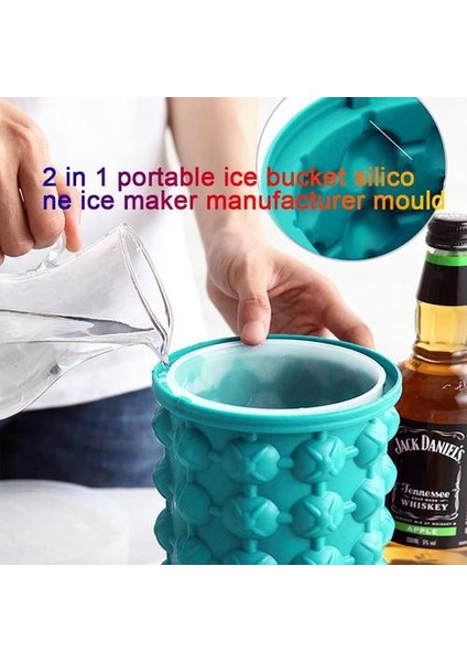 Silikon Buz Küpü Maker Kapak ile Buz Kovası Buz Kalıp Alan Tasarrufu Şampanya Şarap Bira Kova Mutfak Parti Barware Için | Dondurma Makineleri (Yurt Dışından)