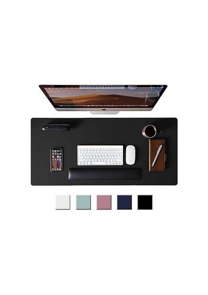 Deri Masa Ped Koruyucu, Mouse Pad, Ofis Masası Mat (Siyah) (Yurt Dışından)