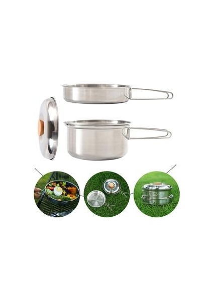 Katlanır Kolu Pot Paslanmaz Çelik Kamp Pan ile Katlanabilir Kolu Saklama Çantası Açık Kamp Sırt Çantasıyla Katlanabilir Kolu | Kamp Tencere (Yurt Dışından) fiyatları
