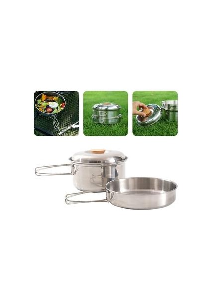 Katlanır Kolu Pot Paslanmaz Çelik Kamp Pan ile Katlanabilir Kolu Saklama Çantası Açık Kamp Sırt Çantasıyla Katlanabilir Kolu | Kamp Tencere (Yurt Dışından) modelleri
