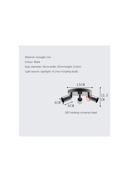 15 cm Kare Spot, 220 V Spot * 3 Döndürebilir Yukarı ve Aşağı Döndürür Ferforje Tavan Lambası, Yatak Odası Koridor Balkon Koridor Koridor Tavan Işık (Yurt Dışından)