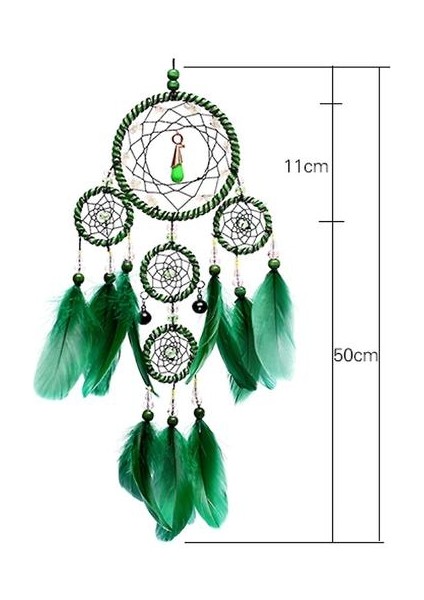 Yeşil Tüy Dream Catcher El Yapımı Duvar Asılı Kolye Dokuma Sanat Dekoru El Sanatları (Yurt Dışından)