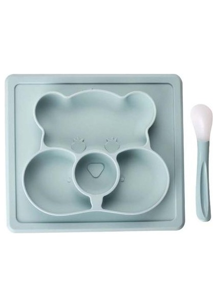 Sevimli Ayı Bambu Kase Çanak Besleme Silikon Mat Bebek Çocuk Çocuk Toddler Emme Masası Gıda Öğle Yemeği Tepsi Plaka Kaşık Seti Sofra Takımları | Bulaşıklar (Yurt Dışından)