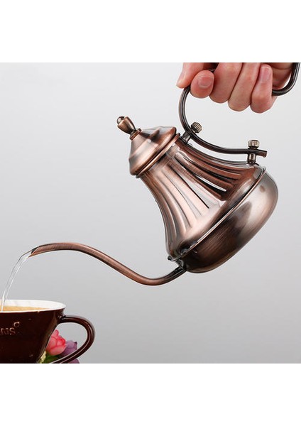 Retro Damla Su Isıtıcısı Kahve Çay Potu Paslanmaz Çelik Ince Ağız Kaz Boyun Coffee ile Kapaklı El Punch Asılı Kulak Kahve Makinesi | Kahve Tencereler (Yurt Dışından) fiyatları