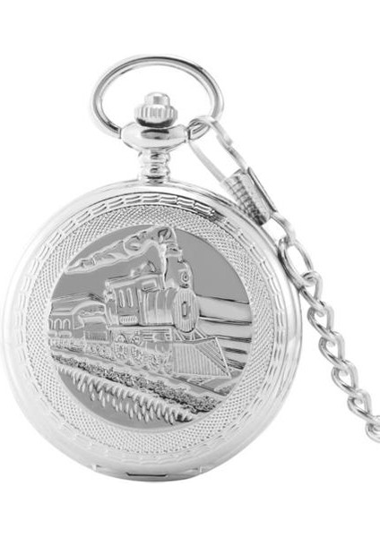 Gümüş Steampunk Tren Desen Mekanik El Sarma Cebi Romen Rakamları Ekran Vintage Fob Zincir Manuel Cep Saati | Cep ve Amp;fob Saatler (Yurt Dışından)