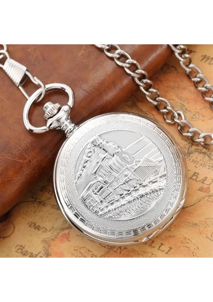 Gümüş Steampunk Tren Desen Mekanik El Sarma Cebi Romen Rakamları Ekran Vintage Fob Zincir Manuel Cep Saati | Cep ve Amp;fob Saatler (Yurt Dışından) modelleri