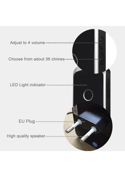 Amerikan Standart Akıllı Kablosuz Iletişim Dijital Müzik Kapı Zili (Yurt Dışından)