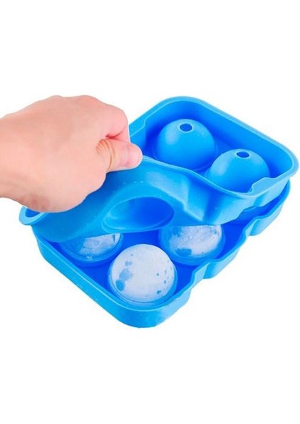 Yuvarlak Buz Küp Top Kalıpları Maker Tepsi Silikon Bar Viski Kokteyl Huni Küre Buz Kalıp Küp Makinesi Jöle Kalıp Seti Kokteyl | Dondurma Makineleri (Mavi) (Yurt Dışından)