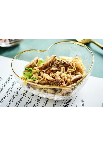 Yaratıcı Cam Kase Meyve Salatası Kase Noodle Pirinç Kase Kristal Kalp Şeklinde Altın Kenar Cam Kase Dekorasyon Kahvaltı Sofra Takımı | Kaseler (Yurt Dışından) modelleri
