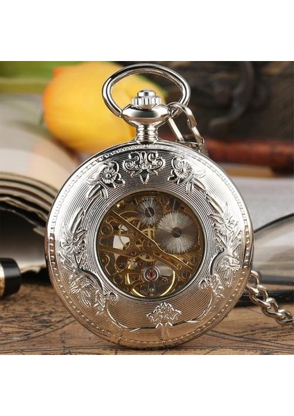 Gümüş Hollow Çiçek Mekanik Cebi Erkek Manuel Mekanizması Cep Saati Fob Zincir Retro Kolye Timepiece Romen Numaraları | Cep ve Amp;fob Saatler (Yurt Dışından)