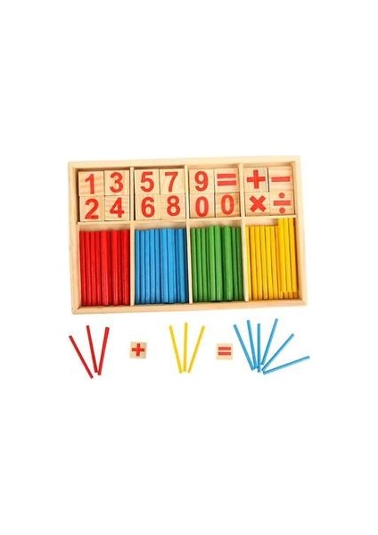 Ahşap Çocuk Sayma Çubukları Anaokulu Montessori Matematik Öğretim Araçları Bebek Erken Eğitim Dijital Çubuk Oyuncak (Yurt Dışından)