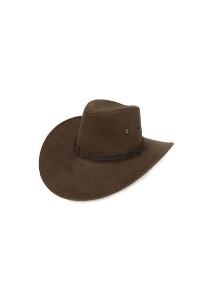 Unisex Sahte Deri Kovboy Şapkası (Kahve) (Yurt Dışından)