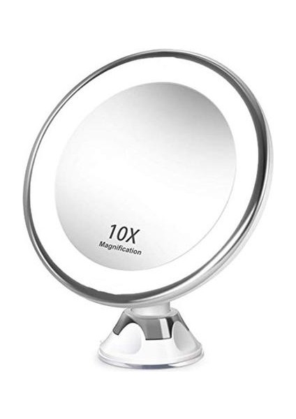 LED Işıklı 10X Büyüteç Makyaj Aynası Vantuzlu, 360 Derece Dönen Ayarlanabilir, Duş Tıraş Aynaları | Banyo Aynaları (Yurt Dışından)