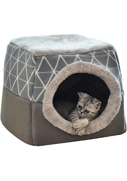 Kedi Mağarası Evi Yatak Pet Nest Uyku Tulumu 2 1 Katlanabilir Cuddly (L) (Yurt Dışından)
