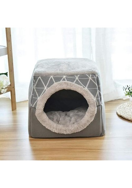 Kedi Mağarası Evi Yatak Pet Nest Uyku Tulumu 2 1 Katlanabilir Cuddly (L) (Yurt Dışından)