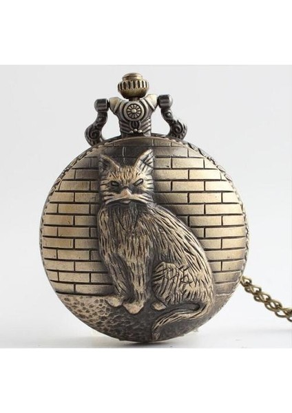 Vintage Ağır Metal Palm Müfettişi Kedi Tasarım Kuvars Çevirme Cebi Kolye Parti Benzersiz Hediye | Cep ve Amp;fob Saatler (Yurt Dışından)