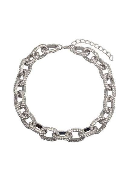 Trendy Rhinestone Kolye Gümüş Renk Bağlantı Kolye Zincir Gerdanlık Kolye Kadınlar Için Aksesuarları Moda Kuyumculuk | Gerdanlık Kolyeler (Yurt Dışından)