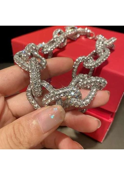 Trendy Rhinestone Kolye Gümüş Renk Bağlantı Kolye Zincir Gerdanlık Kolye Kadınlar Için Aksesuarları Moda Kuyumculuk | Gerdanlık Kolyeler (Yurt Dışından) fırsatları