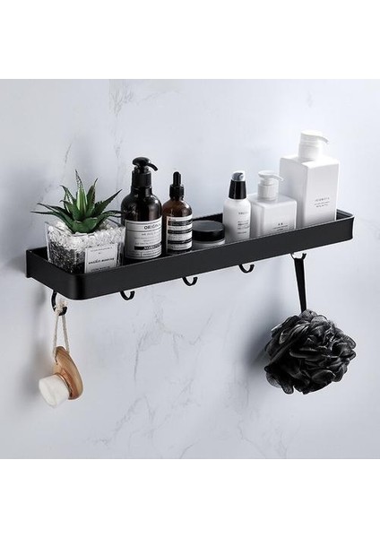 Banyo Siyah Raf Havlu Bar Uzay ile Alüminyum Raflar Kanca ile Havlu Askısı Şampuan Tutucu Mutfak | Depo Tutucular ve Amp;raflar (Yurt Dışından)