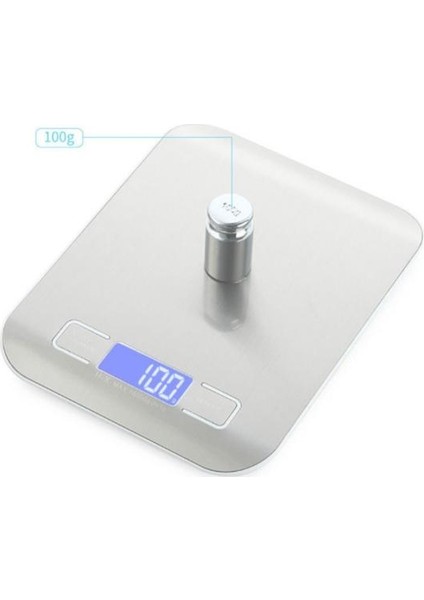Mutfak Ölçeği Paslanmaz Çelik Dijital Elektronik Gıda Diyet Ölçeği Pişirme Elektronik Ölçekli USB Şarj Edilebilir LCD Ölçek (Yurt Dışından)