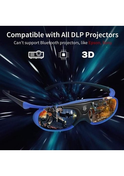 Vr Gözlük 2 Adet Aktif Deklanşör Gözlük Dlp Bağlantı 3D Gözlük USB Şarj Edilebilir Dlp Bağlantı Projektörleri Için Uyumlu | 3D Gözlük / Sanal Gerçeklik Gözlükleri (Yurt Dışından)