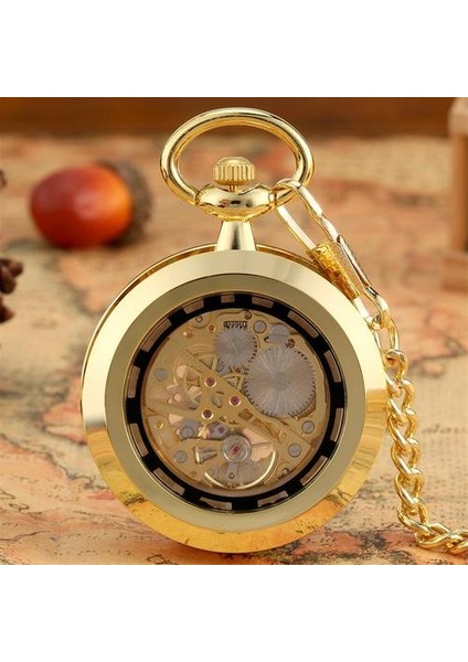 Klasik Romen Numaraları Altın Mekanik Cebi El Sarma Kolye Saat Şeffaf Açık Yüz Cep Retro Timepiece Erkek | Cep ve Amp;fob Saatler (Yurt Dışından)