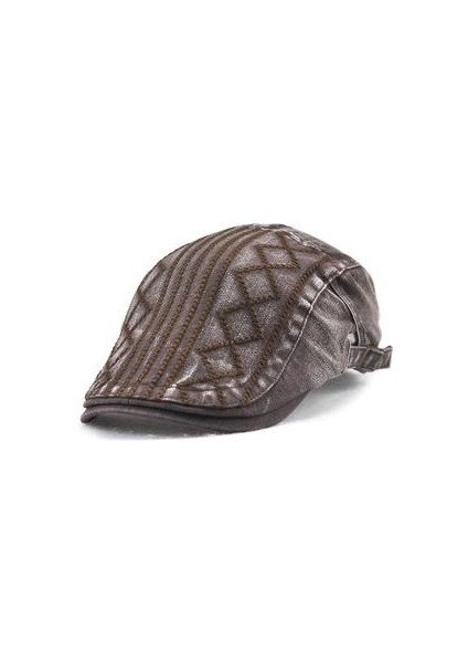 Rhombus Kontrol Nakış Ipliği Moda Zirve Kapağı Dış Mekan Boş Zaman Kapağı (Kahverengi) (Yurt Dışından)