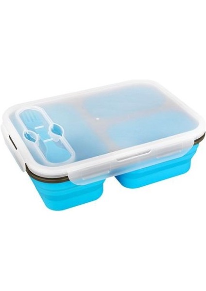 1100ML Silikon Katlanabilir Taşınabilir Öğle Yemeği Kutusu Büyük Kapasiteli Kase Öğle Yemeği Bento Kutusu Katlanır Lunchbox Çevre Dostu | Çevre Dostu (Mavi) (Yurt Dışından)