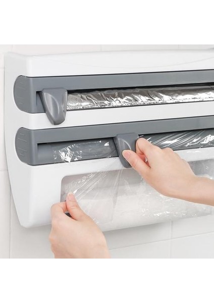 Duvara Montaj Kağıt Havlu Tutucu Sos Şişe Rafı 4 In 1 Cling Film Kesme Tutucu Mutifunction Mutfağı Mutfağı Organizatör | Depolama Tutucular ve Amp;raflar (Yurt Dışından)