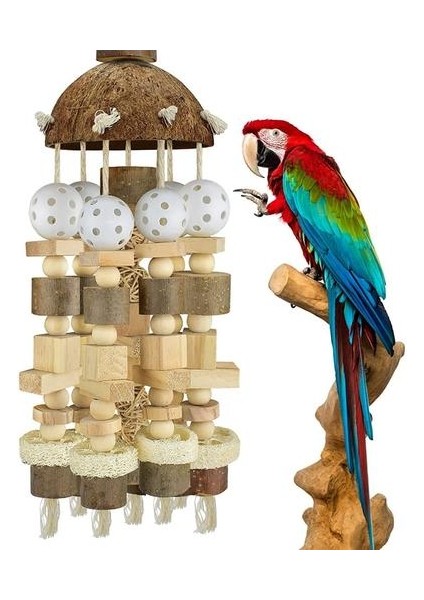 Kuş Papağan Oyuncak, Büyük Papağan Oyuncak Doğal Ahşap Blokları Kuş Çiğneme Oyuncak Papağan Kafes Bite Oyuncak Macaws Papağan Için Suits | Kuş Oyuncakları (Yurt Dışından)