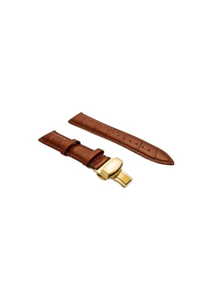 Hakiki Deri Watch Band Askı Paslanmaz Çelik Kelebek Toka Timsah Tahıl Watch Band | Izle Bantları (Yurt Dışından)