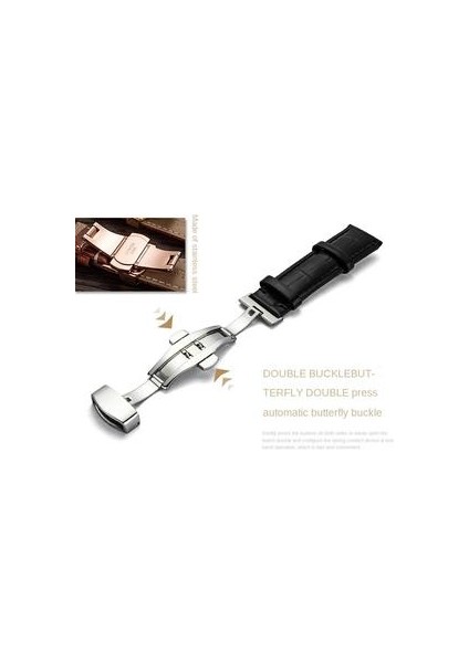 Hakiki Deri Watch Band Askı Paslanmaz Çelik Kelebek Toka Timsah Tahıl Watch Band | Izle Bantları (Yurt Dışından)