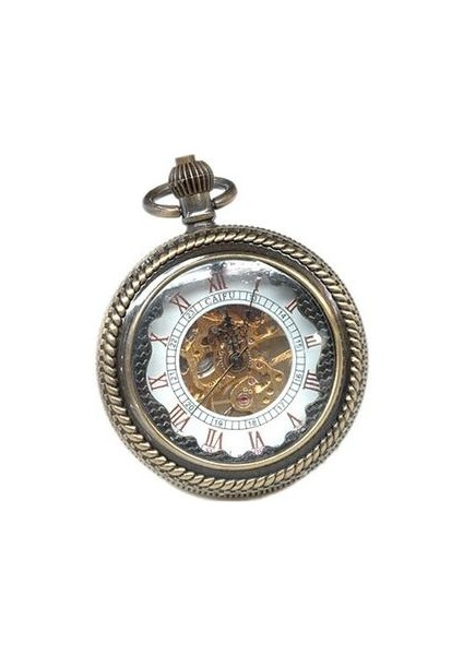 Antik Bronz Steampunk Mekanik Erkekler Pocket Watch Zinciri | Cep ve Amp;fob Saatler (Yurt Dışından)