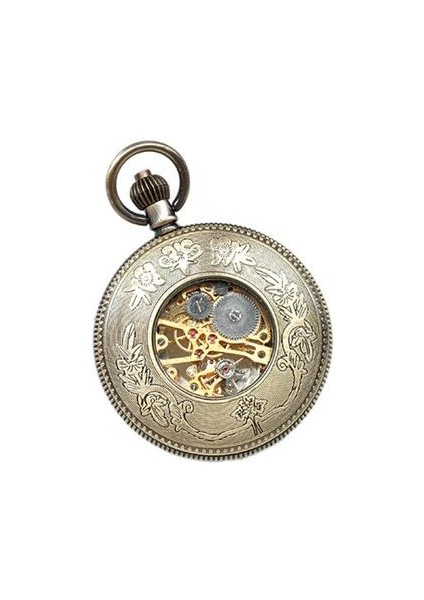 Antik Bronz Steampunk Mekanik Erkekler Pocket Watch Zinciri | Cep ve Amp;fob Saatler (Yurt Dışından)