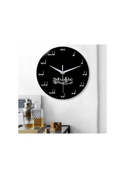 Müzik Not Akrilik Duvar Saati Modern Sessiz Duvar Saati Sanat Dekorasyon Siyah Için Siyah (Yurt Dışından)