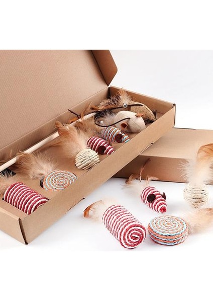 7 Adet Simülasyon Fare Kedi Oyuncak Kedi Sopa Set Kedi Scratch Bite Direnç Etkileşimli Fare Oyuncak Kedi Komik Oyuncaklar Hediye Kutusu | Kedi Oyuncakları (Yurt Dışından)