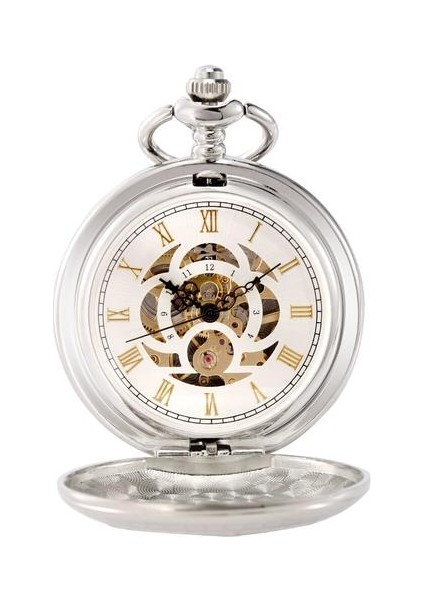 Gümüş Lokomotif Mekanik El Rüzgar Hareketi Nefis Cebi Çift Kapak Tasarım Eski Saat Kalın Zincir Kolye Saatler | Pocket & Amp;fob Saatler (Yurt Dışından)