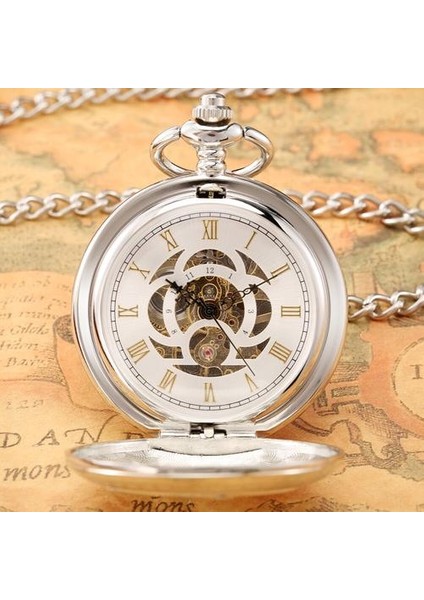 Gümüş Lokomotif Mekanik El Rüzgar Hareketi Nefis Cebi Çift Kapak Tasarım Eski Saat Kalın Zincir Kolye Saatler | Pocket & Amp;fob Saatler (Yurt Dışından) fırsatları