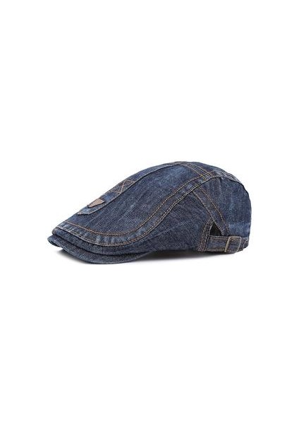 Denim Beret Şapka Erkekler Düz Cap Hat Bahar Sonbahar Ileri Şapka (Yurt Dışından)
