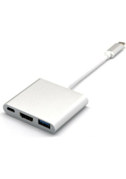 Apple Macbook Tipi C Usb-C Hub Adaptörü Kablosu 4K HDMI USB 3.0 (Yurt Dışından)