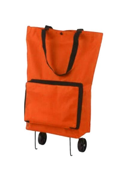 (Turuncu) Katlanabilir Römorkör Arabası Ev Alışveriş Çantası Seyahat Sepeti Alışveriş Katlanabilir Çanta (Yurt Dışından)