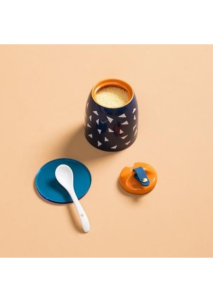 Seramik Baharat Pot Mutfak Toz Geçirmez Tuz Biber Baharat Kutusu Restoran Çeşni Kavanoz Ev Depolama Şeker Cruet Konteyner | Tuz Domuzları, Mahzenler ve Amp;sunucular (Mavi) (Yurt Dışından)