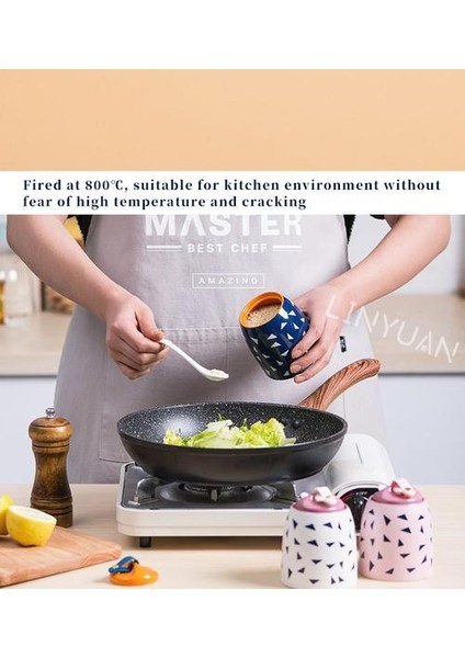 Seramik Baharat Pot Mutfak Toz Geçirmez Tuz Biber Baharat Kutusu Restoran Çeşni Kavanoz Ev Depolama Şeker Cruet Konteyner | Tuz Domuzları, Mahzenler ve Amp;sunucular (Mavi) (Yurt Dışından)
