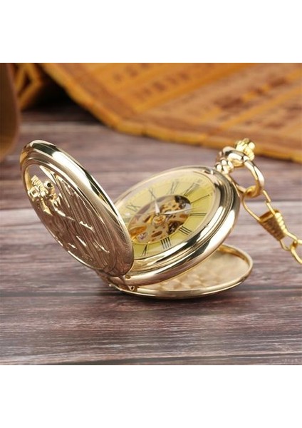 Mekanik Cebi Romen Numaraları Dial Çift Açık Yüz Kolye Manuel Mekanizması Fob Zincir Timepiece Erkek Hediyeler | Cep ve Amp;fob Saatler (Yurt Dışından)