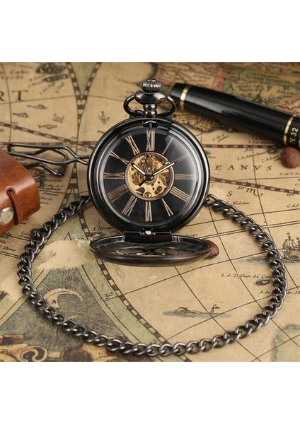 Altın Romen Rakamları Otomatik Mekanik Cebi Hollow Balkabağı Çiçek Kapağı Kendini Sarma Retro Pocket Timepiece Reloj | Cep ve Amp;fob Saatler (Yurt Dışından) modelleri