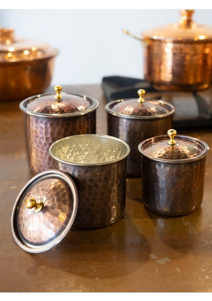 Bakır Baharat Takımı Çekiç Dövmeli Oksit Renk (4'lü) modelleri