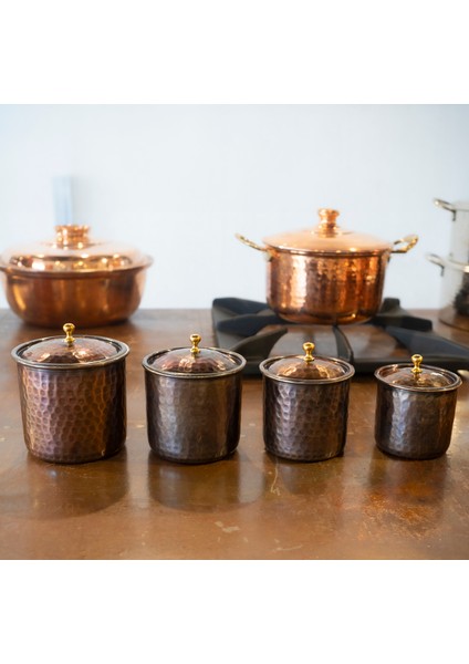 Bakır Baharat Takımı Çekiç Dövmeli Oksit Renk (4'lü) indirimleri