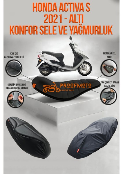 Honda Actıva S (2021 - Altı) Konfor Sele ve Yağmurluk Kılıf